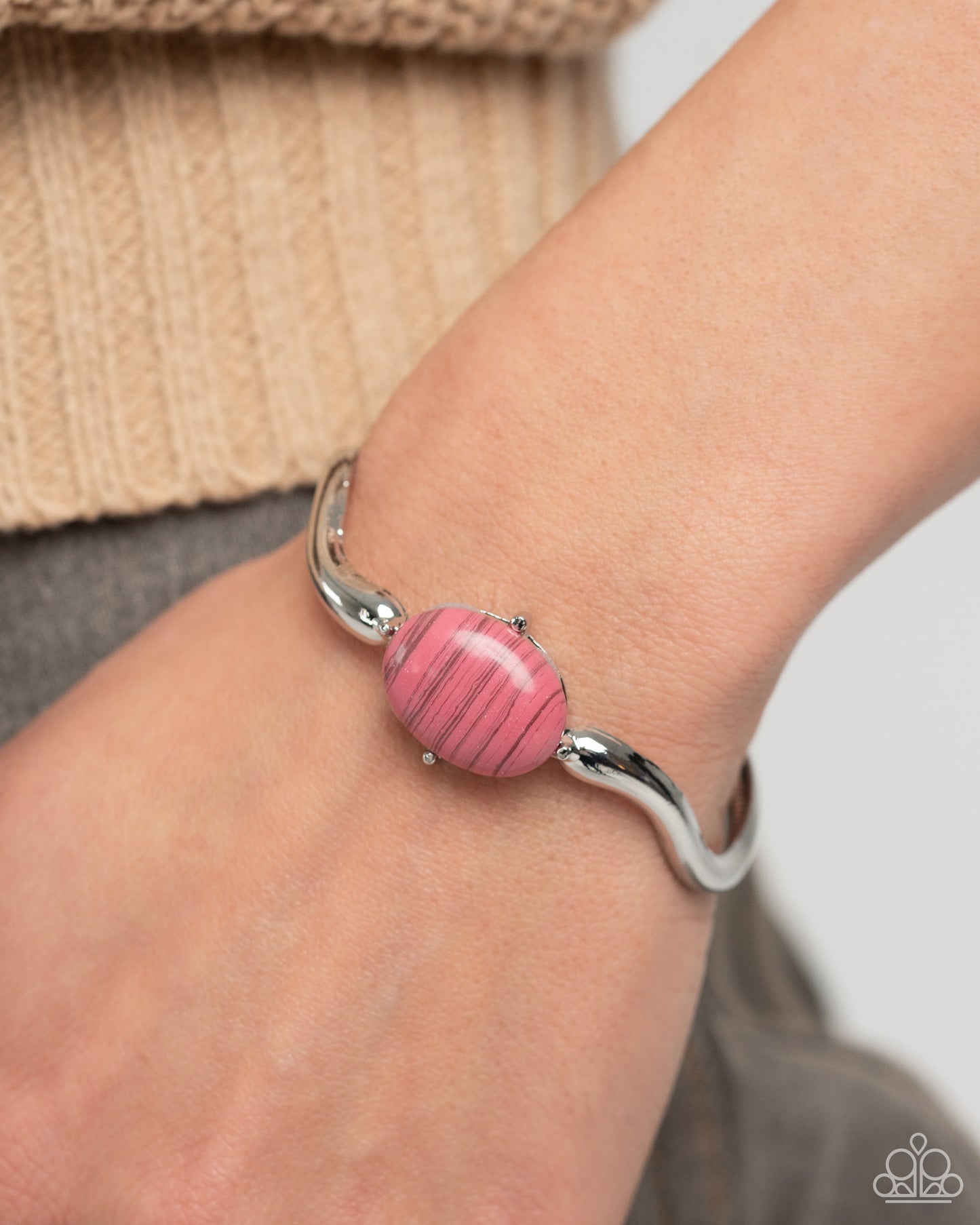 Striped Season - Pink Necklace Earring Set & Bracelet