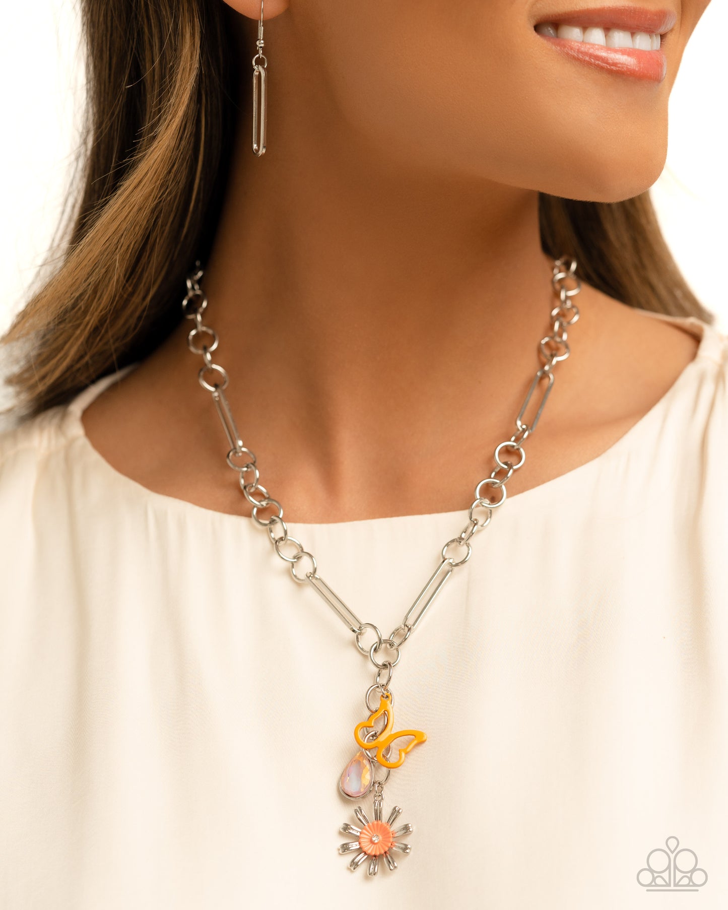 Aerial Adventure - Orange. Necklace Earring Set & Bracelet