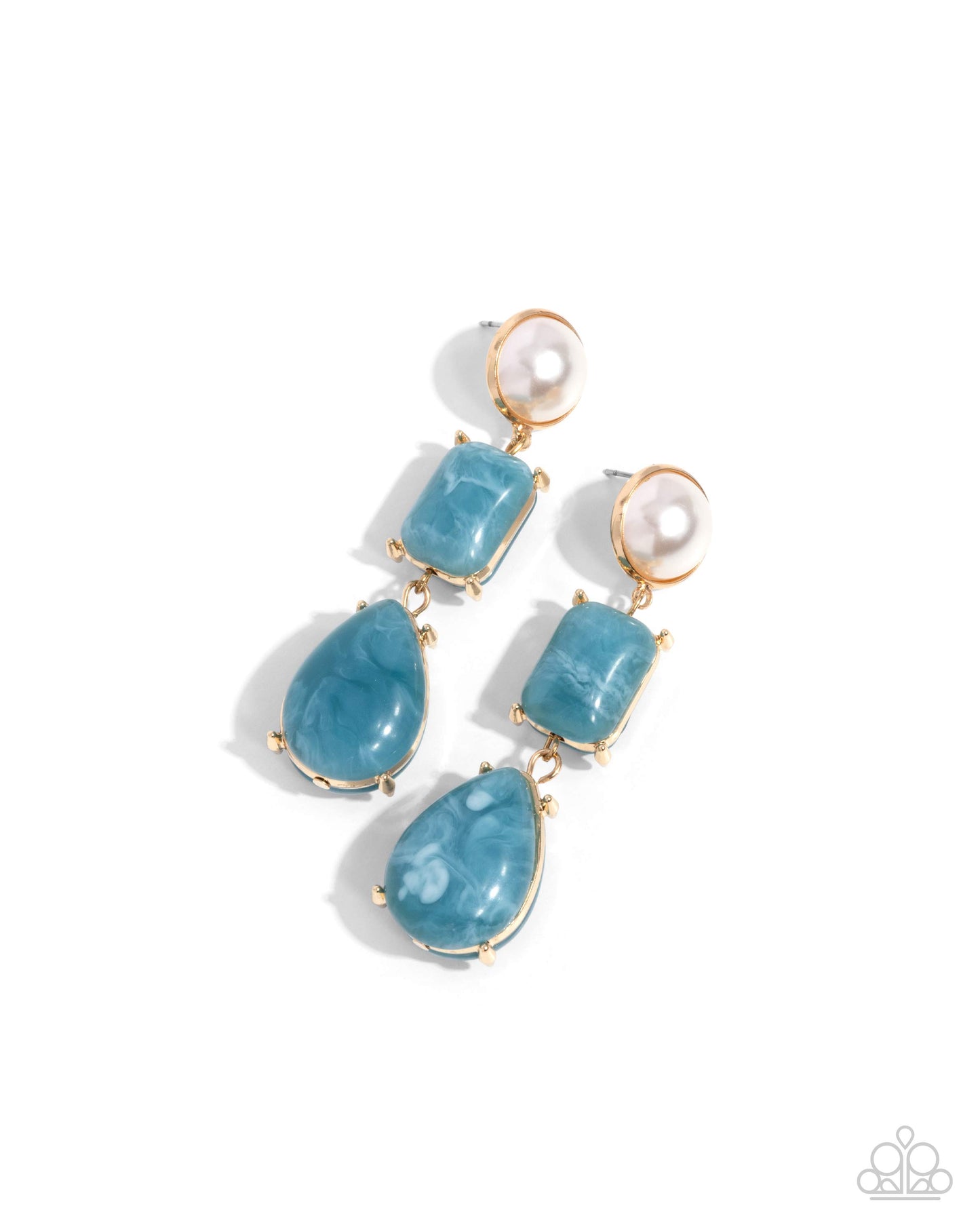 Marbled Masterpiece - Blue Earrings