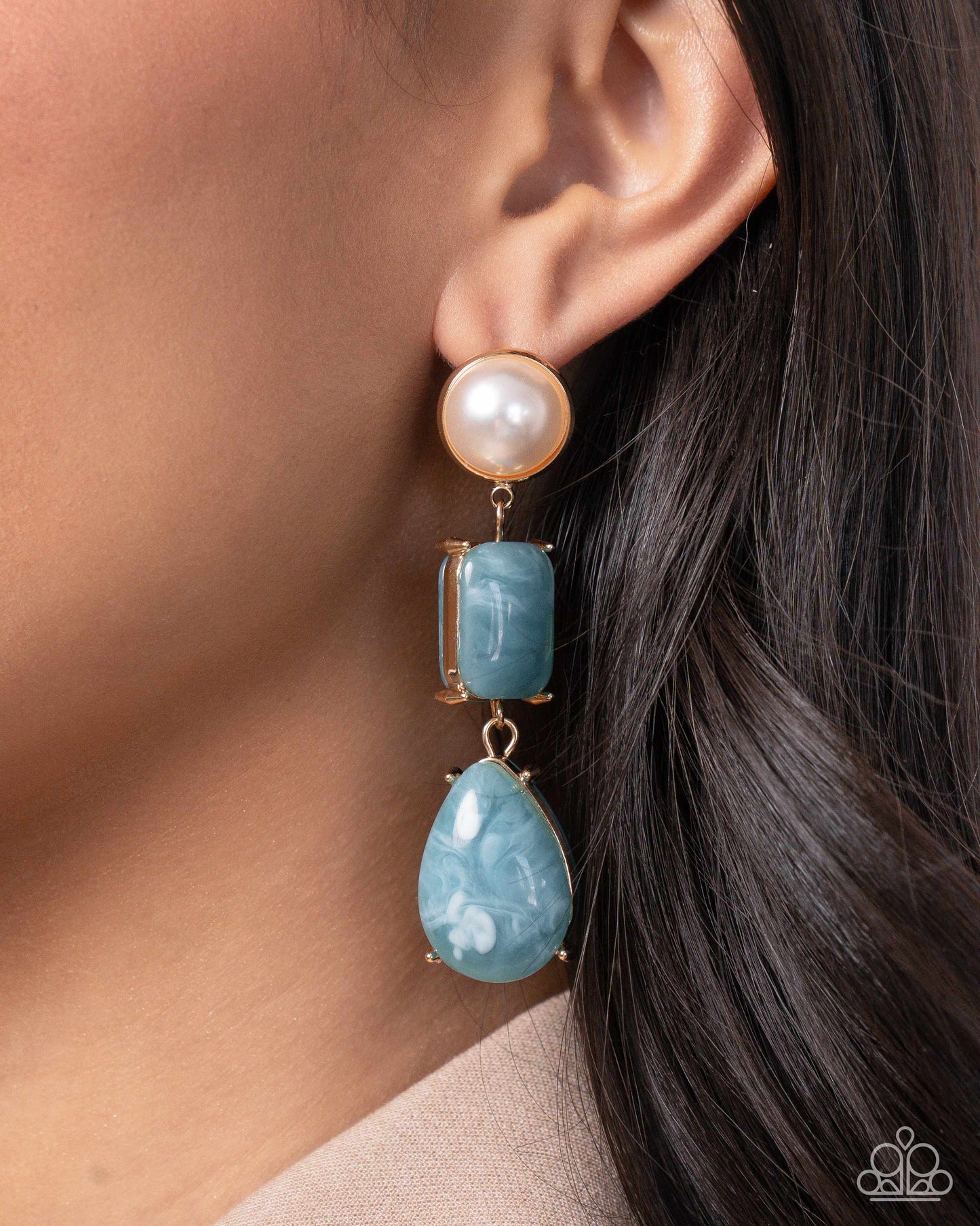 Marbled Masterpiece - Blue Earrings