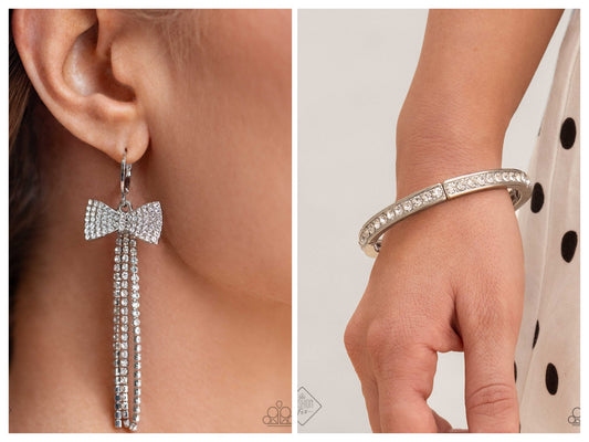 Dashing Daydream - White Hoop Earring & Bracelet