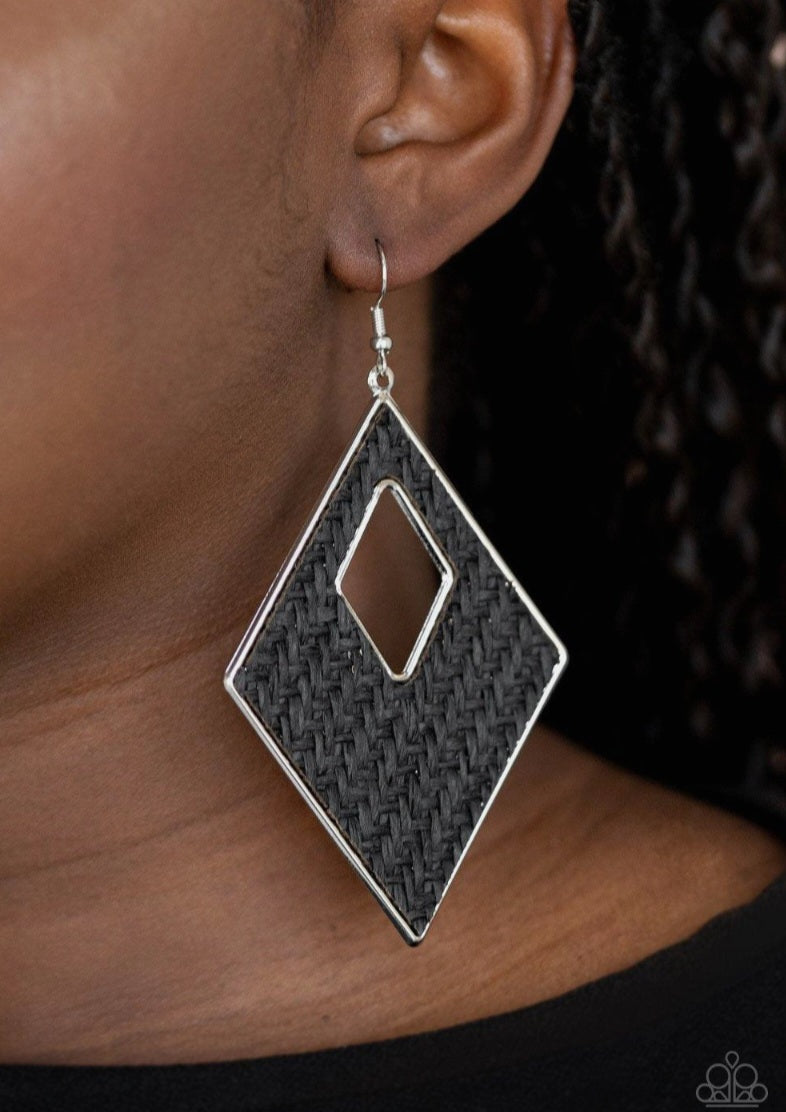 Woven Wanderer Black Earrings