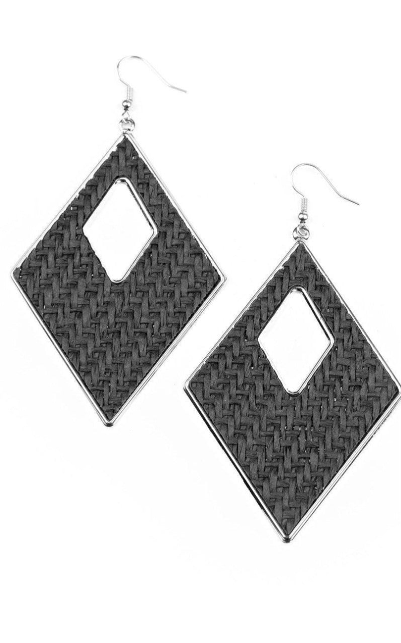 Woven Wanderer Black Earrings