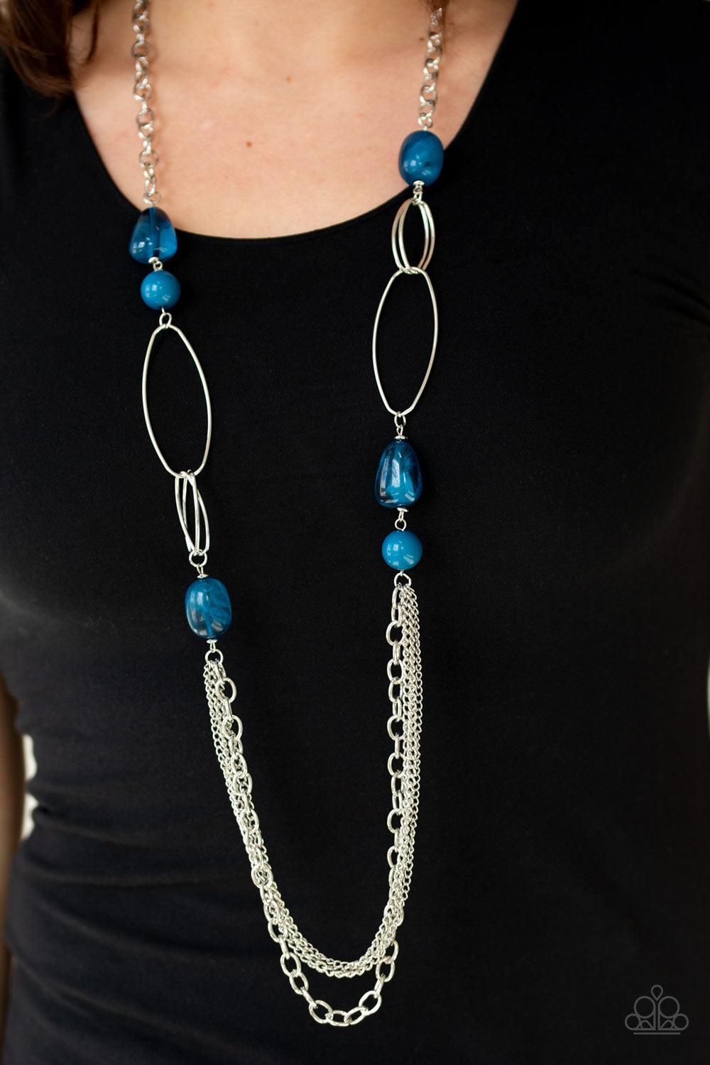 Pleasant Promenade - Blue Necklace Earring Set