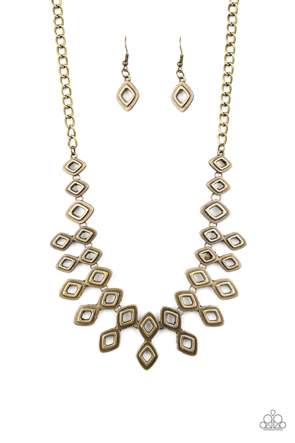 Geocentric - Brass Necklace Earring Set