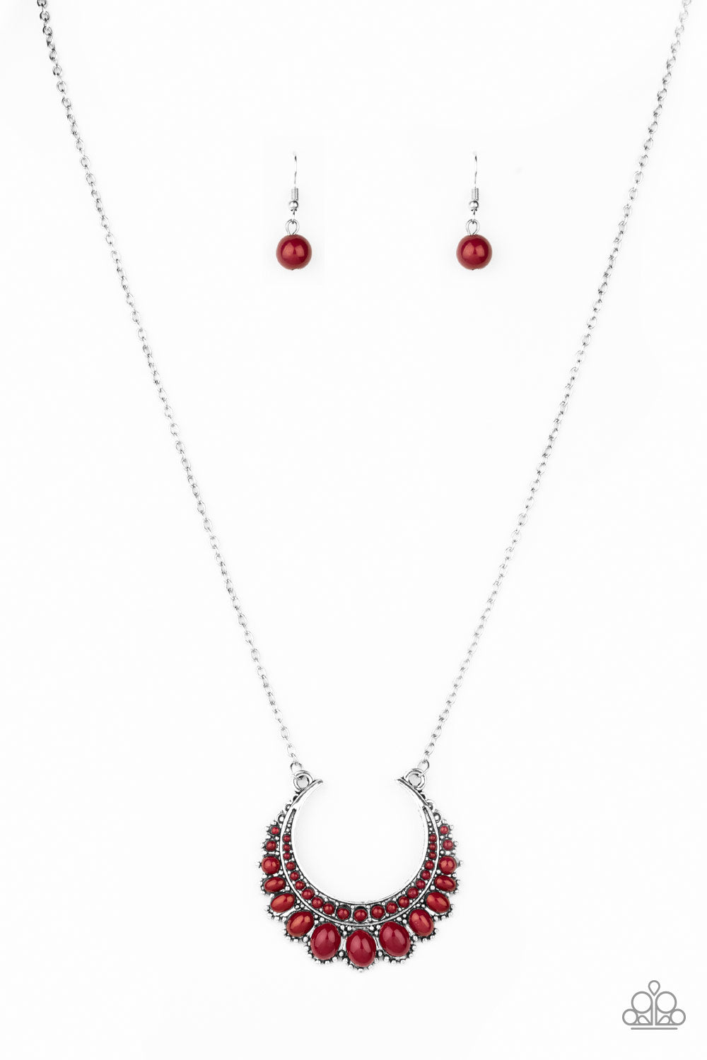 Count To ZEN - Red Necklace Earring Set