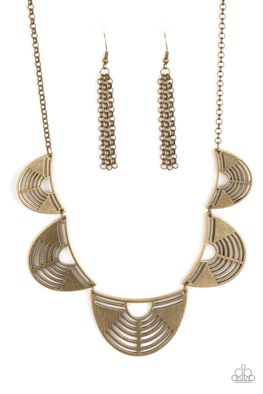 Record-Breaking Radiance - Brass Neclace Earring Set