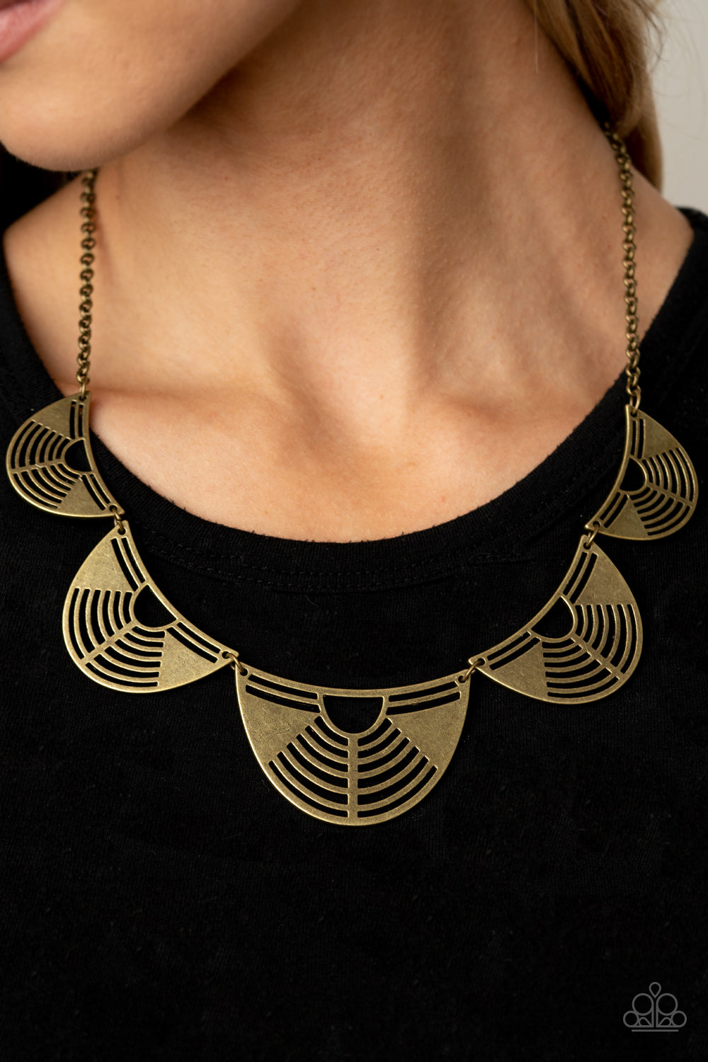 Record-Breaking Radiance - Brass Neclace Earring Set