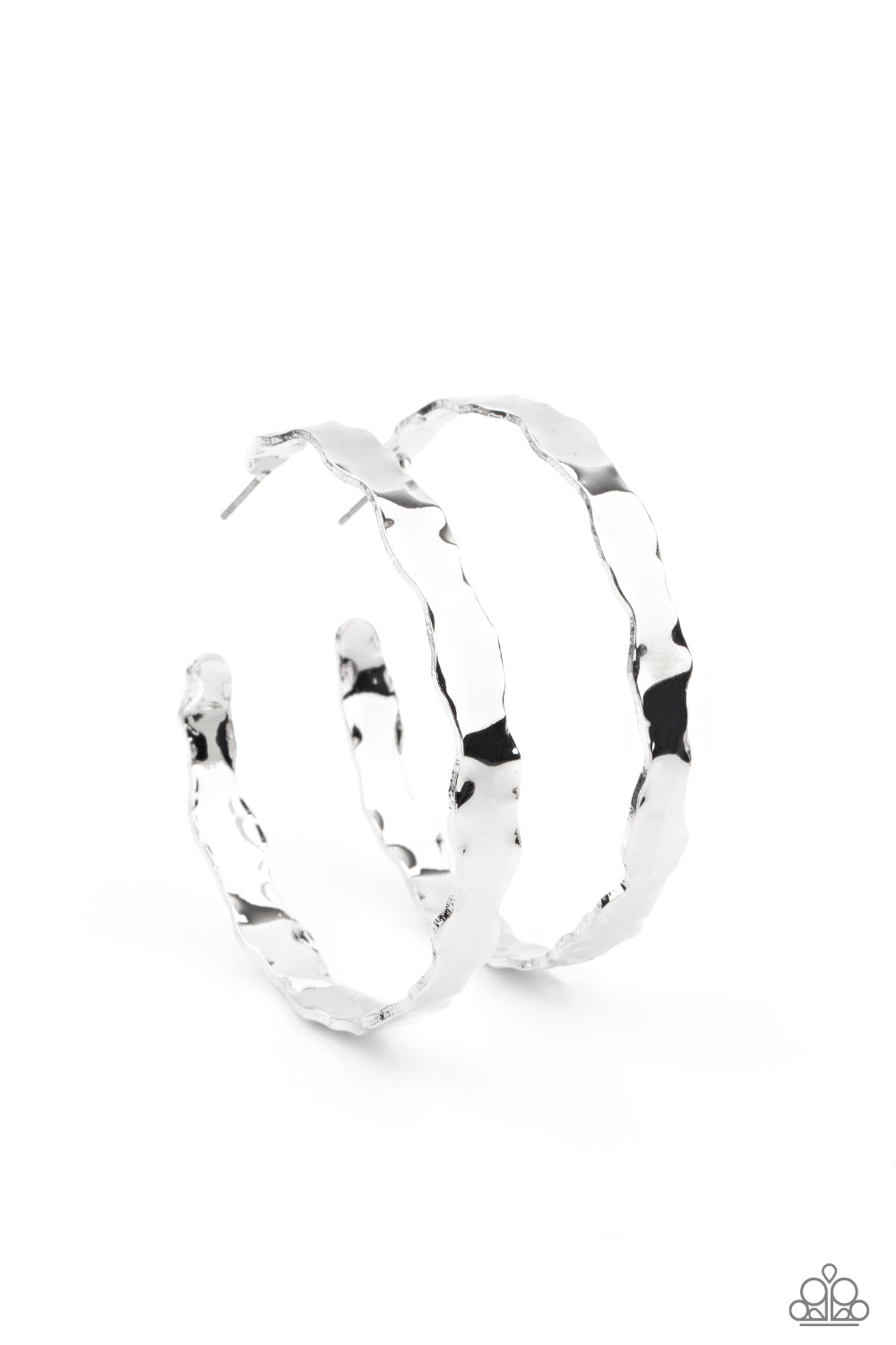 Exhilarated Edge - Silver Hoop Earrings