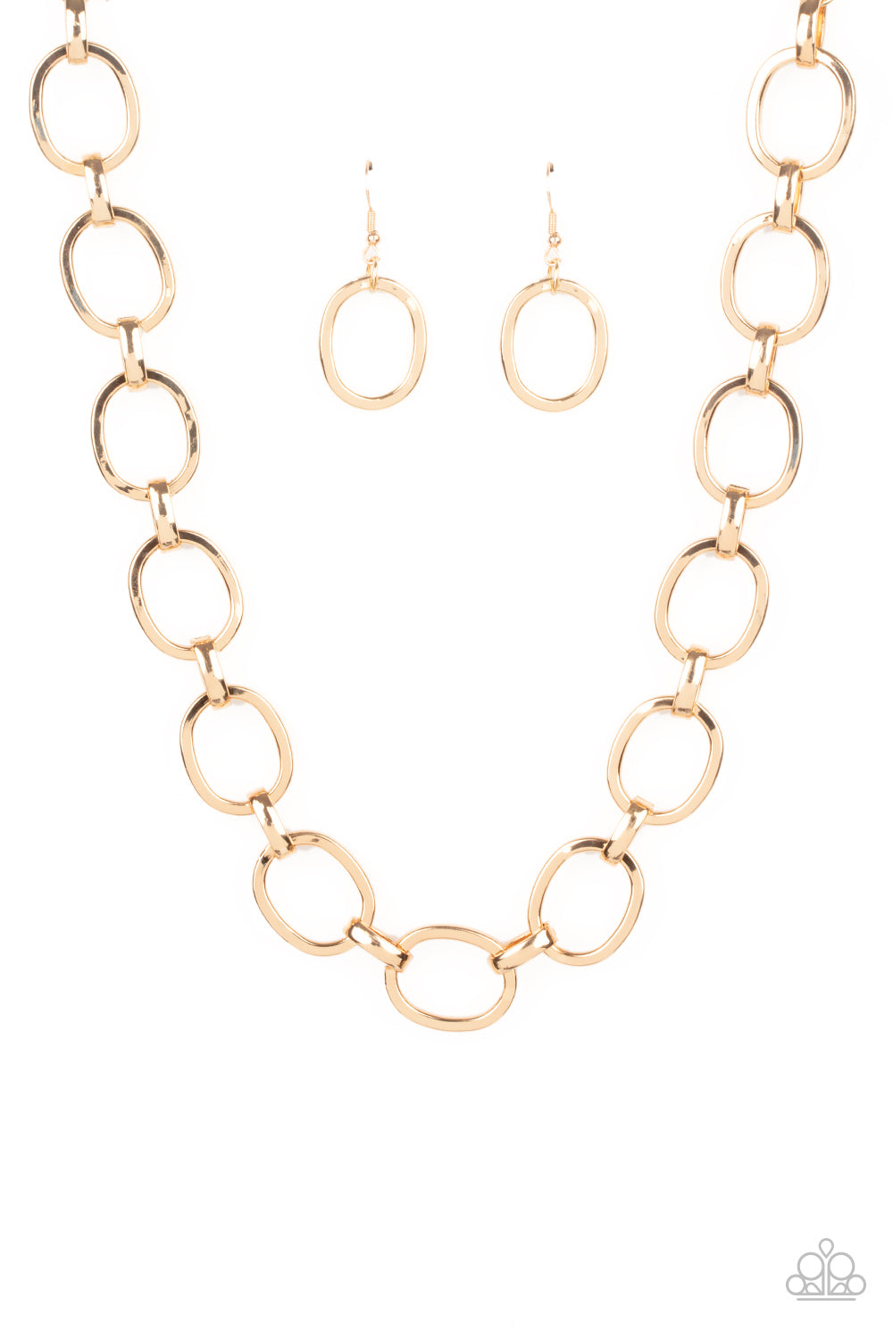 HAUTE-ly Contested - Gold Necklace Earring Set