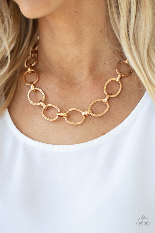 HAUTE-ly Contested - Gold Necklace Earring Set