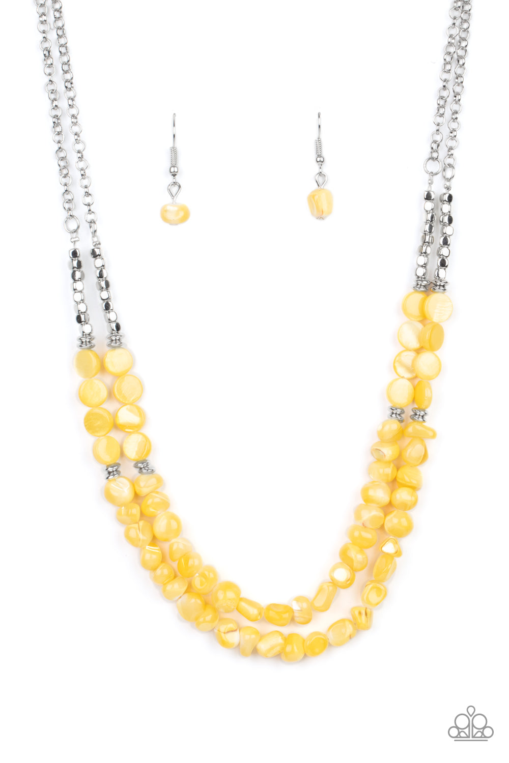 Staycation Status - Yellow Necklace Earring Set