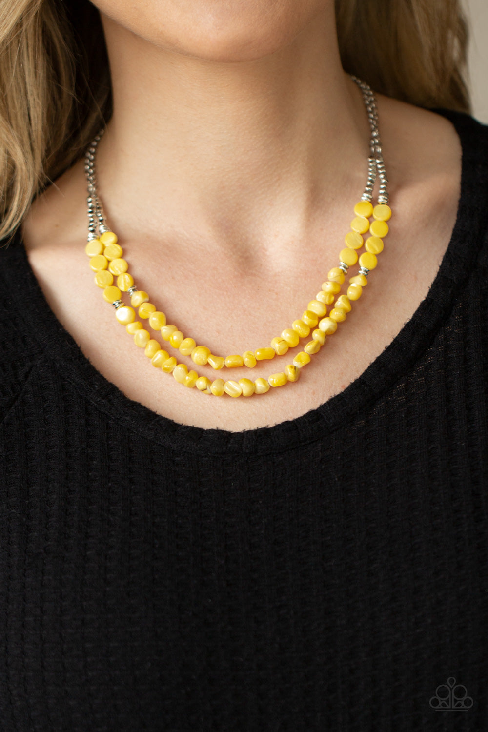 Staycation Status - Yellow Necklace Earring Set