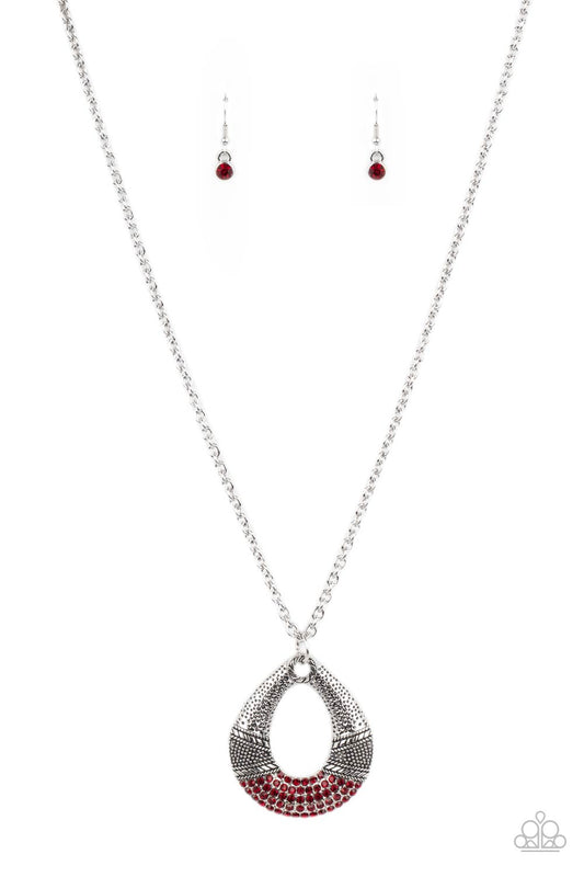 Glitz and Grind - Red Necklace Earring Set