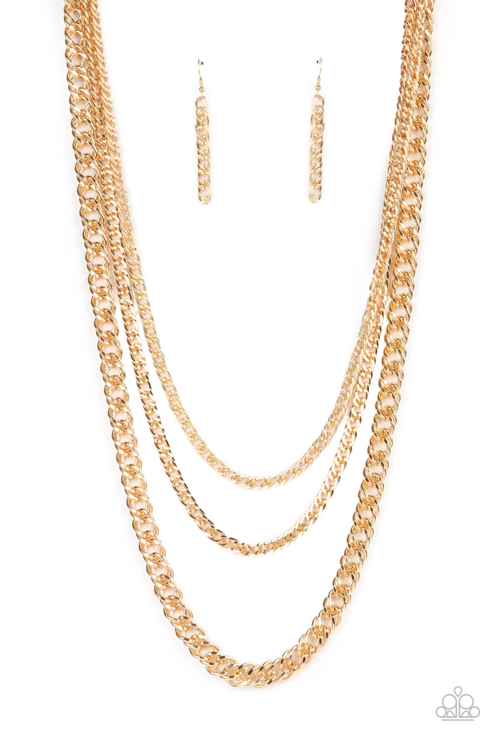 Chain of Champions - Gold Necklace  Earring Set