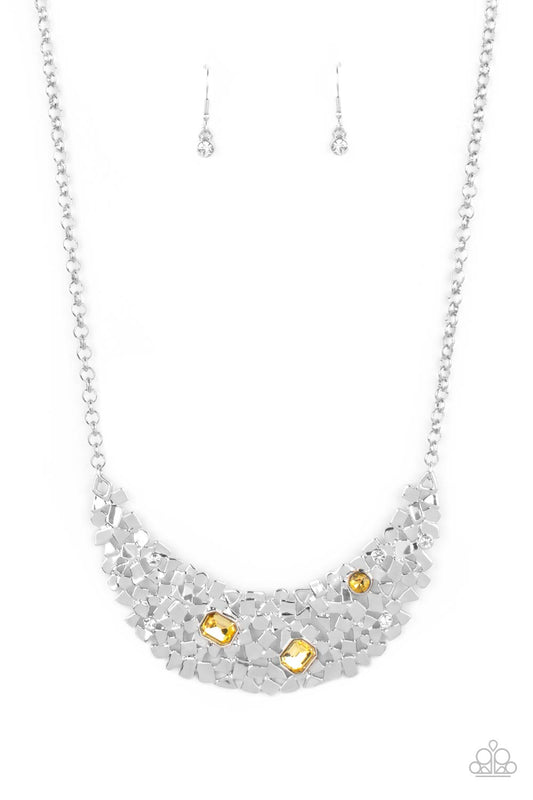 Fabulously Fragmented - Yellow Necklace Erring Set