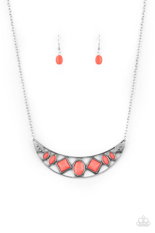 Emblazoned Era - Pink Necklace Earring Set