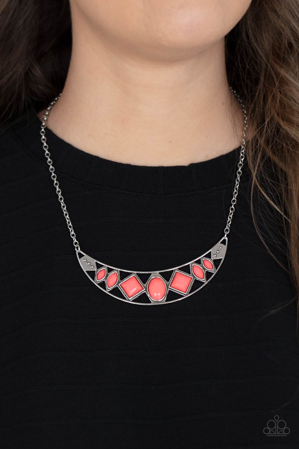 Emblazoned Era - Pink Necklace Earring Set