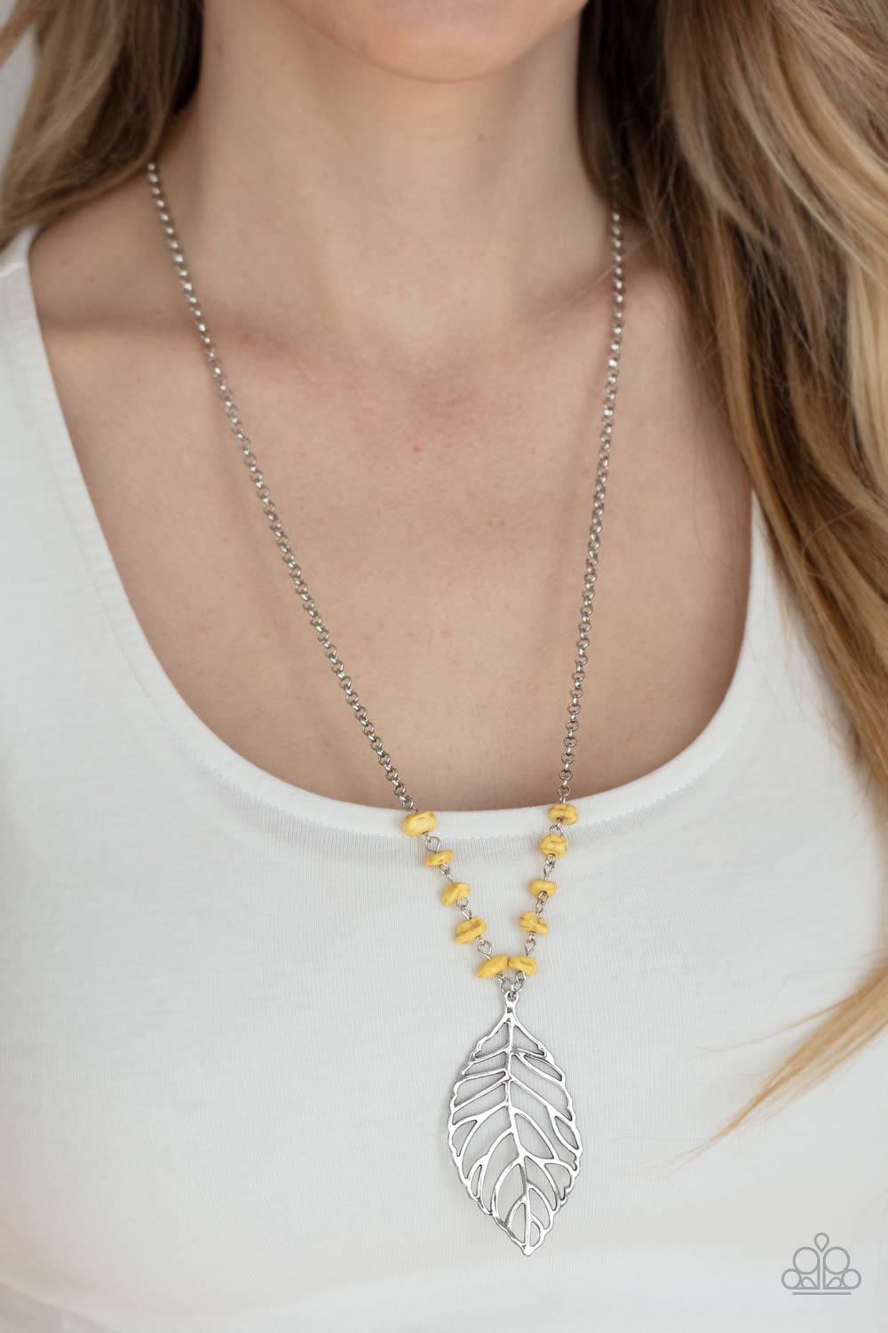 Roaming The Riverwalk - Yellow Necklace Earring Set