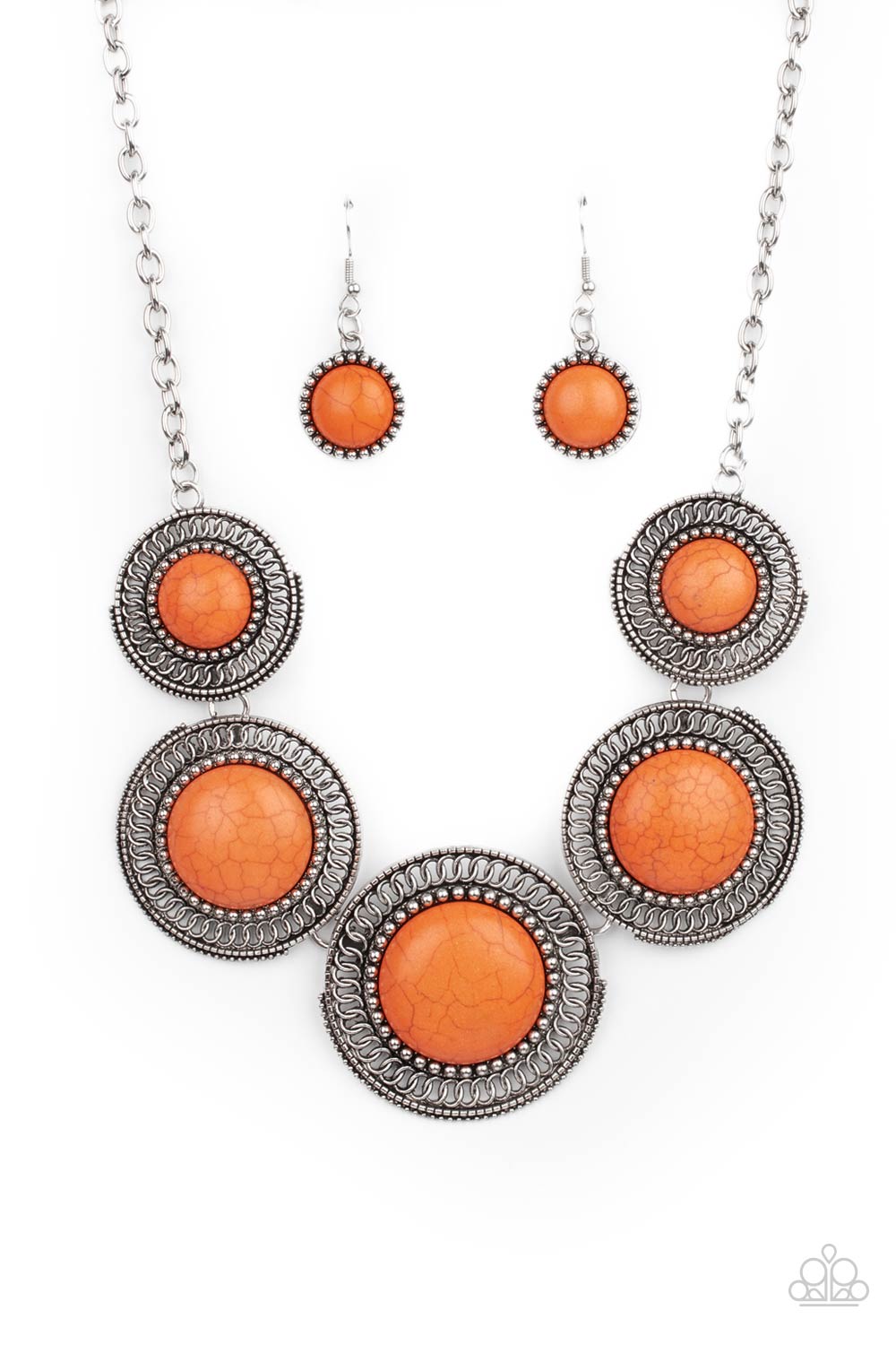 She Went West - Orange Necklace Earring Set