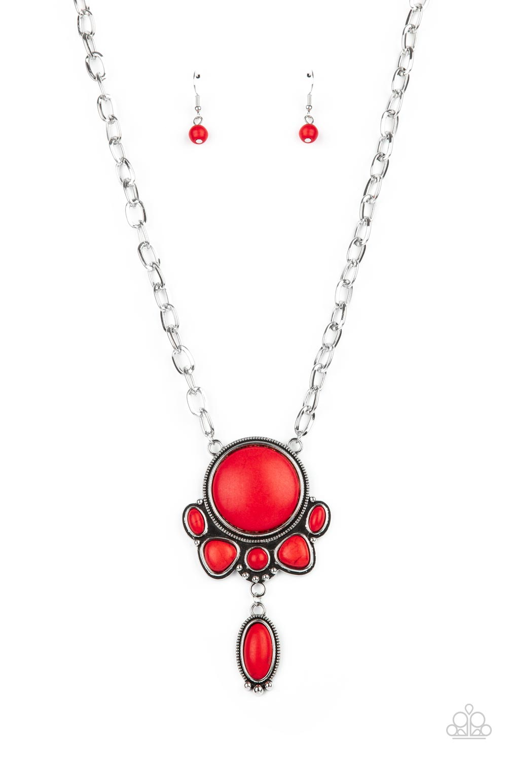 Geographically Gorgeous - Red Necklace Earring Set