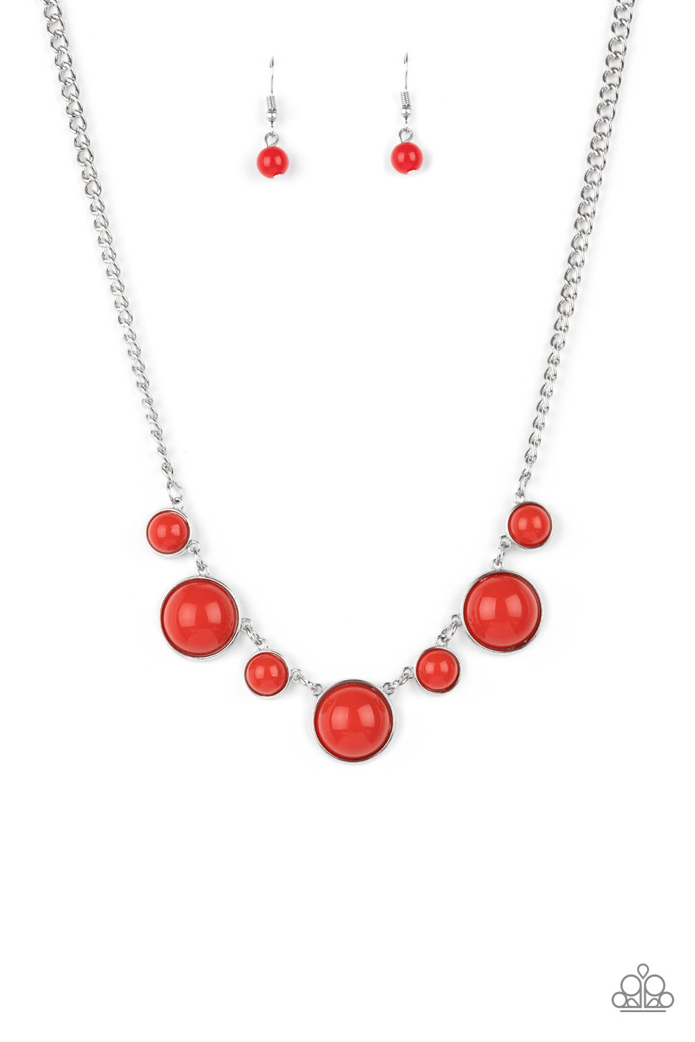 Prismatically POP-tastic - Red  Necklace Earring Set