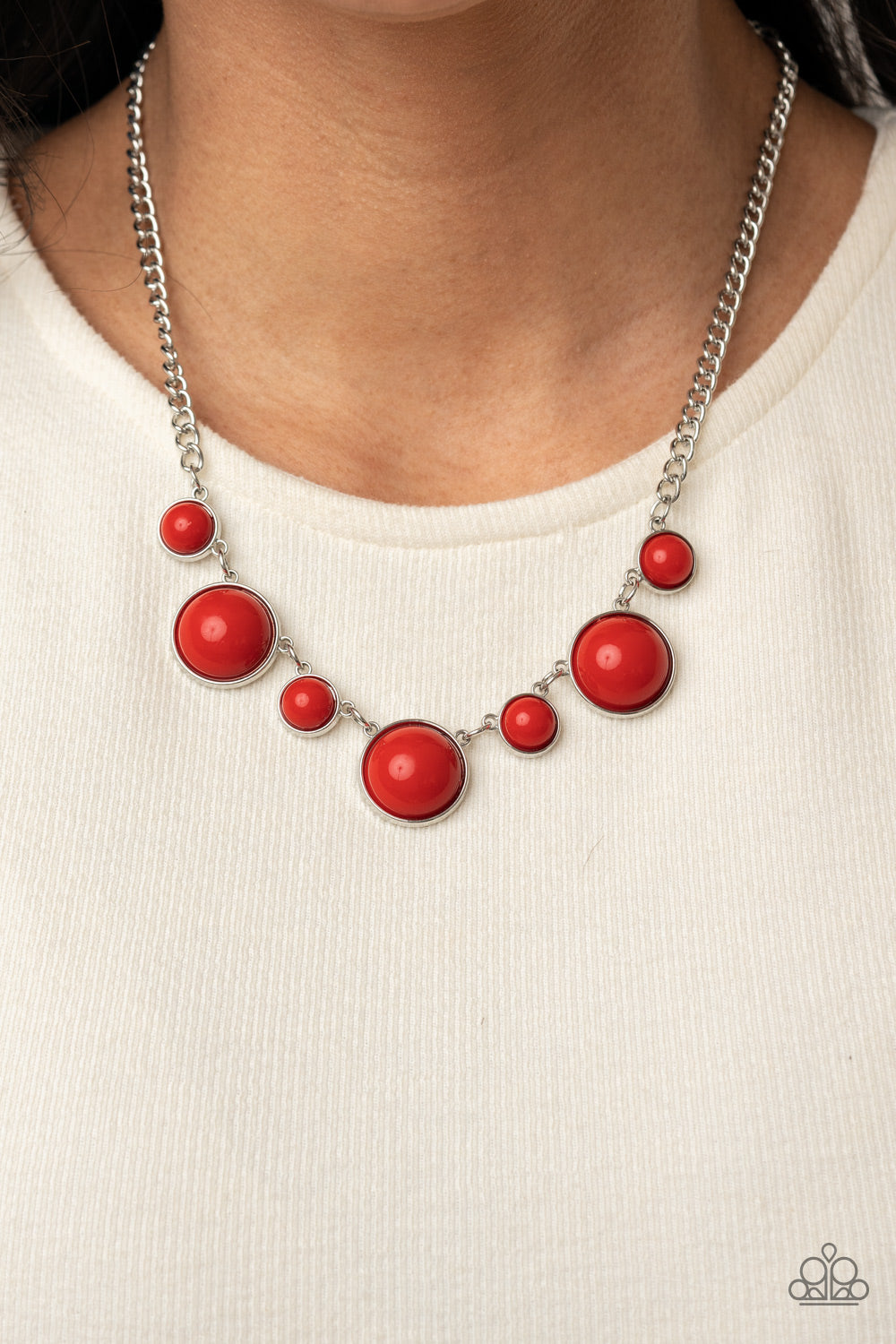 Prismatically POP-tastic - Red  Necklace Earring Set