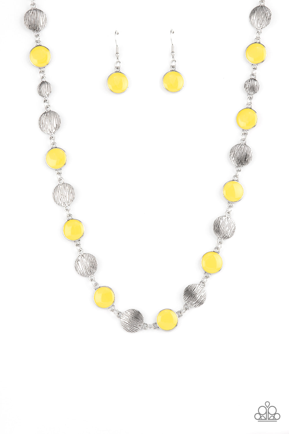 Harmonizing Hotspot - Yellow Necklac Earring Set