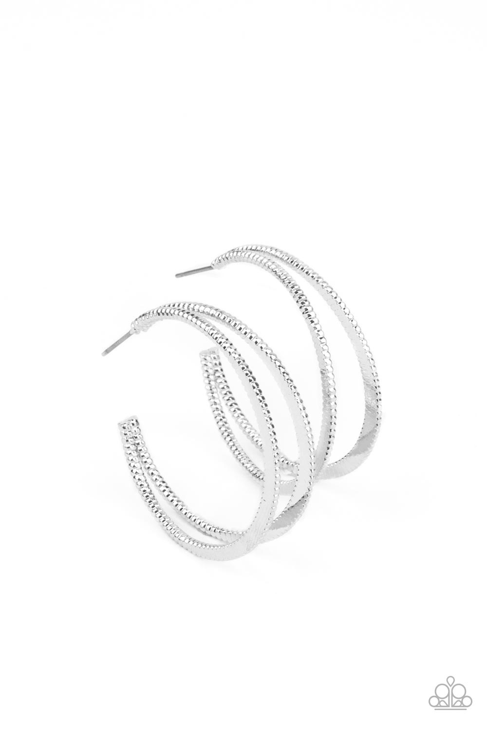 Rustic Curves - Silver Hoops Earrings