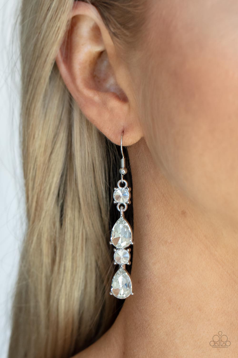 Raise Your Glass to Glamorous - White Earring