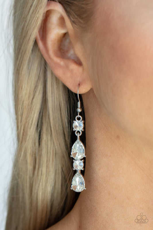 Raise Your Glass to Glamorous - White Earring