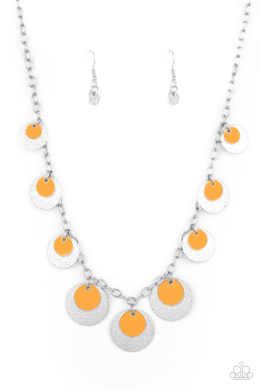 The Cosmos Are Calling - Orange Necklace Earring Set