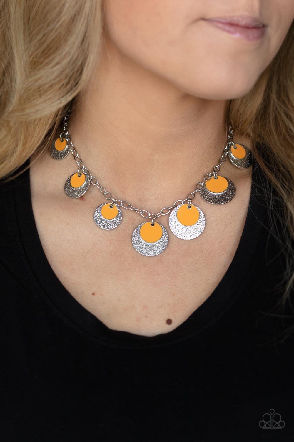 The Cosmos Are Calling - Orange Necklace Earring Set