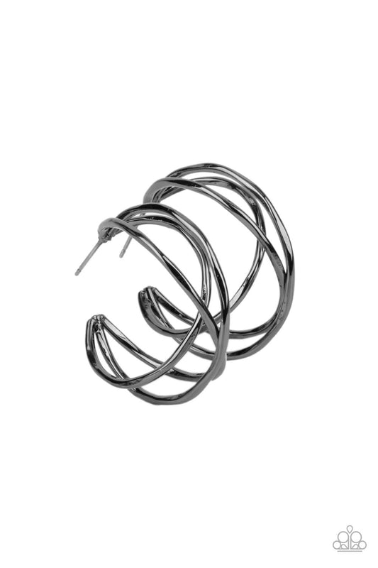 City Contour - Black Hoop Earring