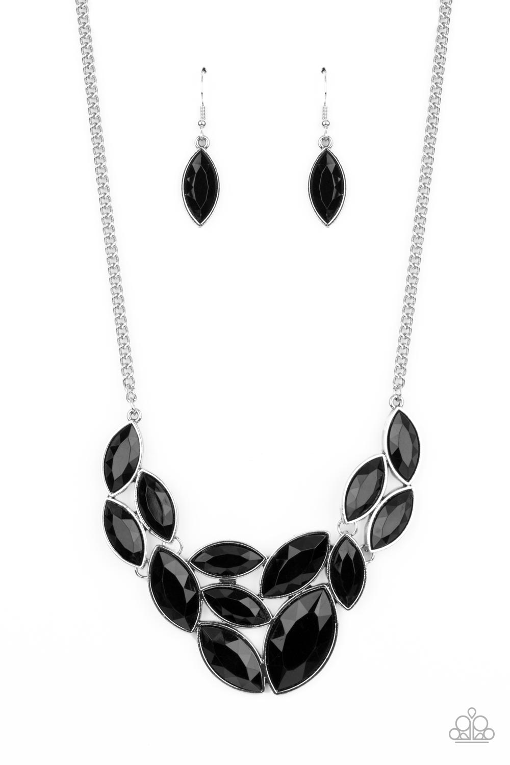 Glitzy Goddess - Black Necklace Earring Set