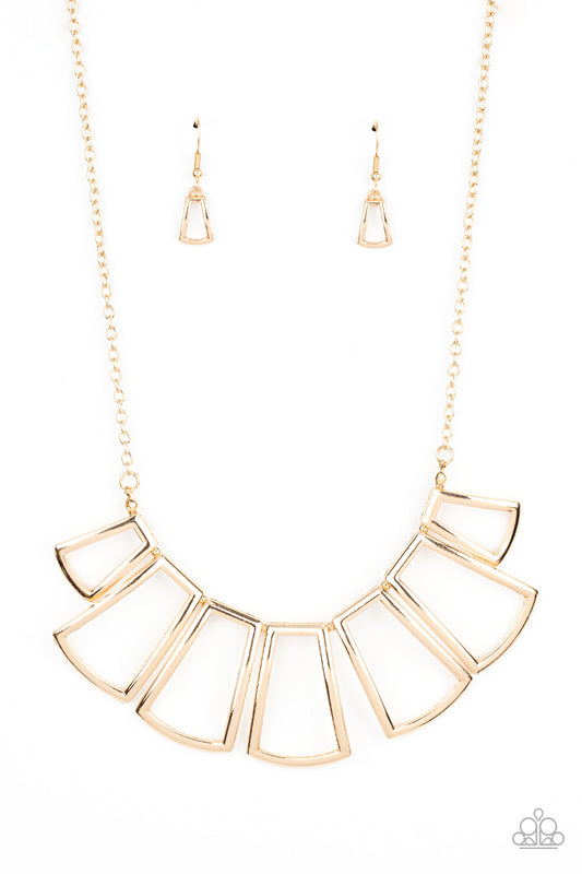 Full-Fledged Framed - Gold Necklace Earring Set