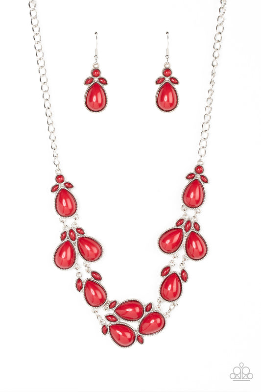 Botanical Banquet - Red Necklace Earring Set