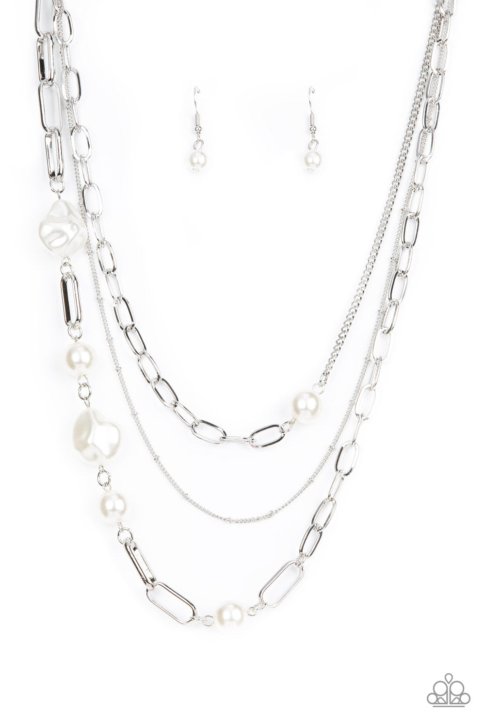 Modern Innovation - White Necklace Earring Set