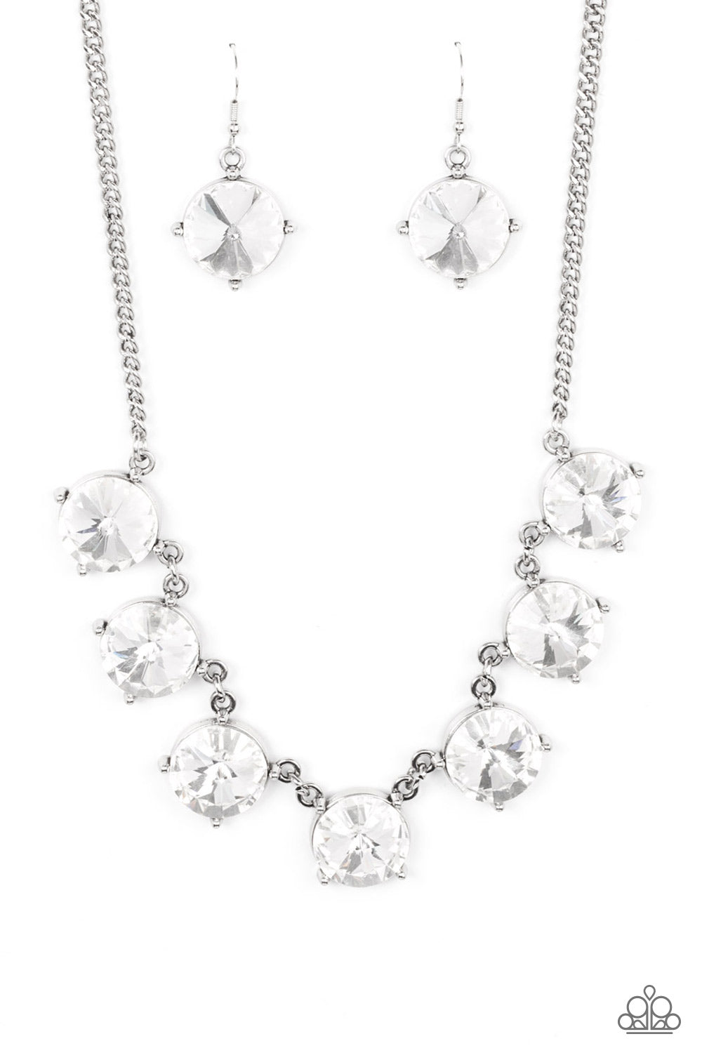 The SHOWCASE Must Go On - White Necklace Earring Set