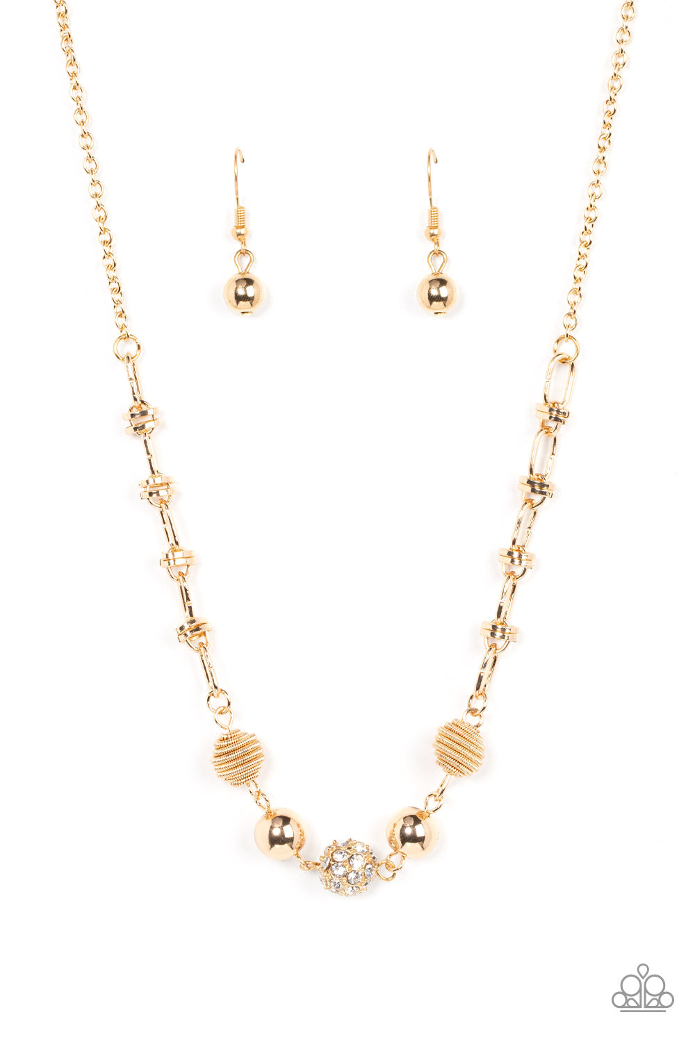 Taunting Twinkle - Gold Necklace Earring Set