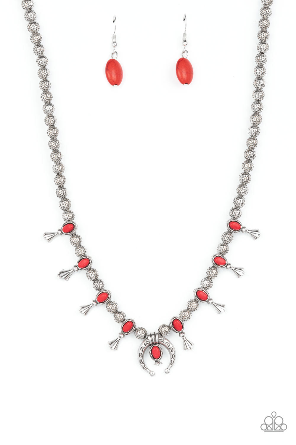 Luck Of The West - Red Necklace Earring Set