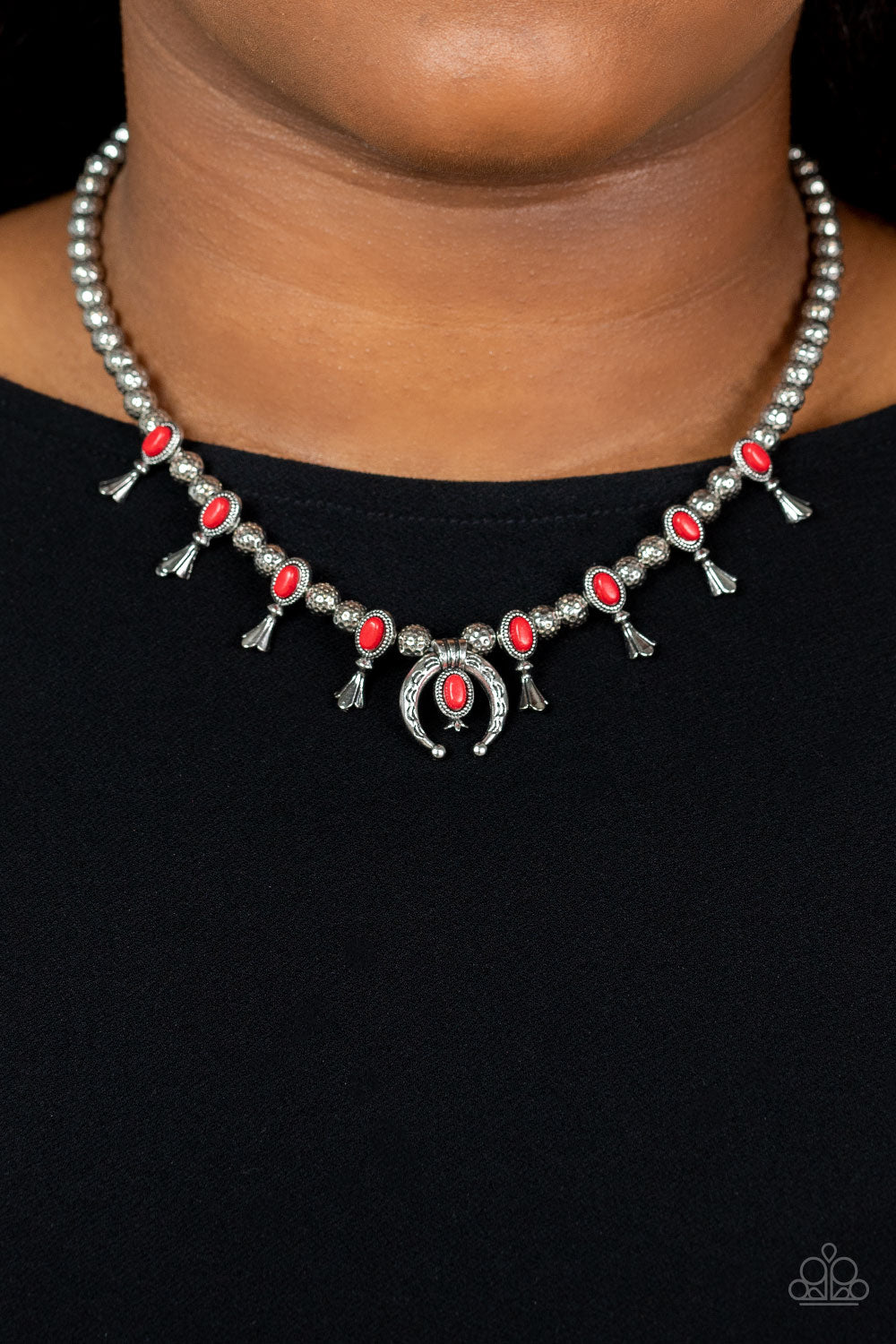 Luck Of The West - Red Necklace Earring Set