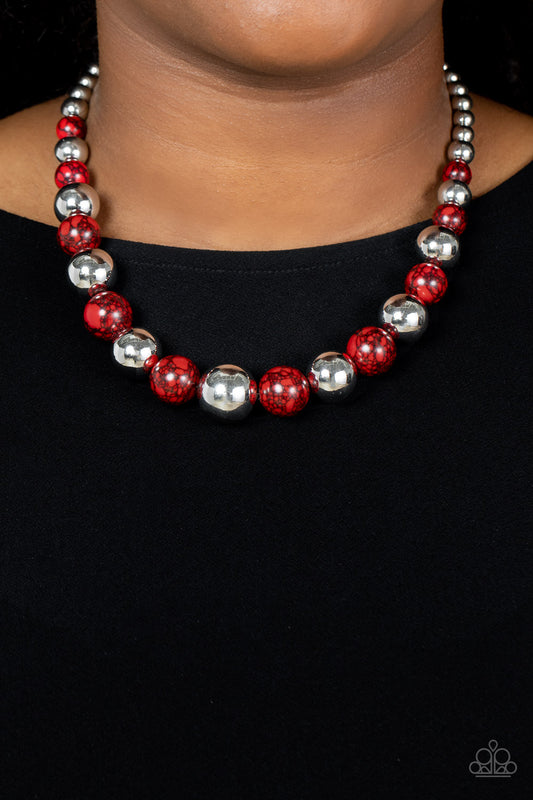 Stone Age Adventurer - Red Necklace Earring Set