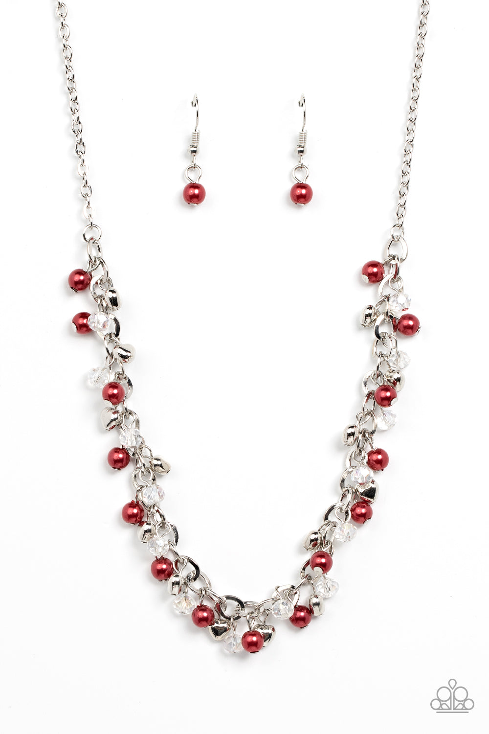 Soft-Hearted Shimmer - Red Necklace Earring Set