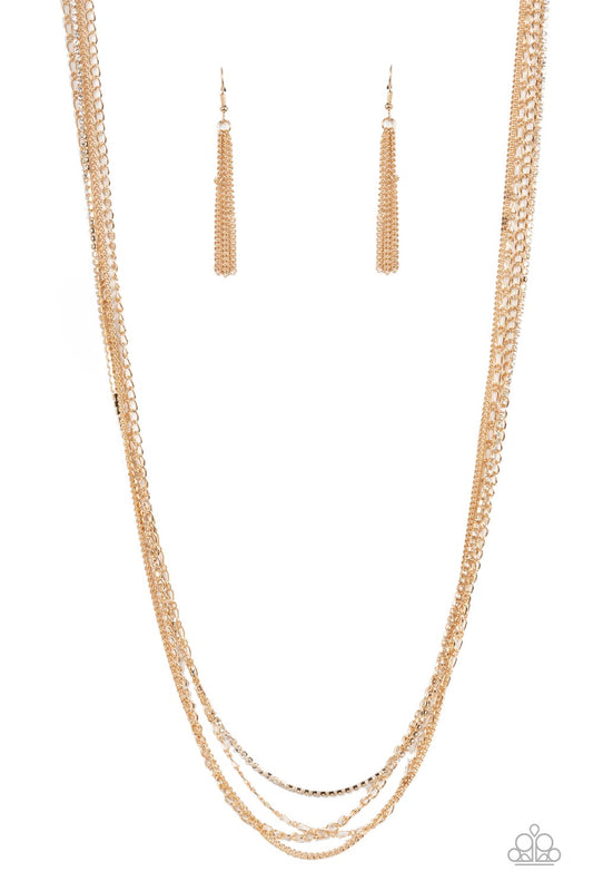 Undauntingly Urban - Gold Necklace Earring Set