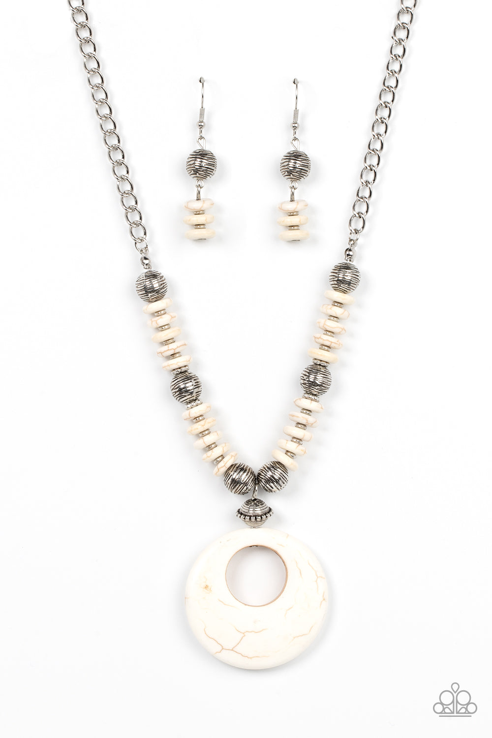 Oasis Goddess - White Necklace Earring Set