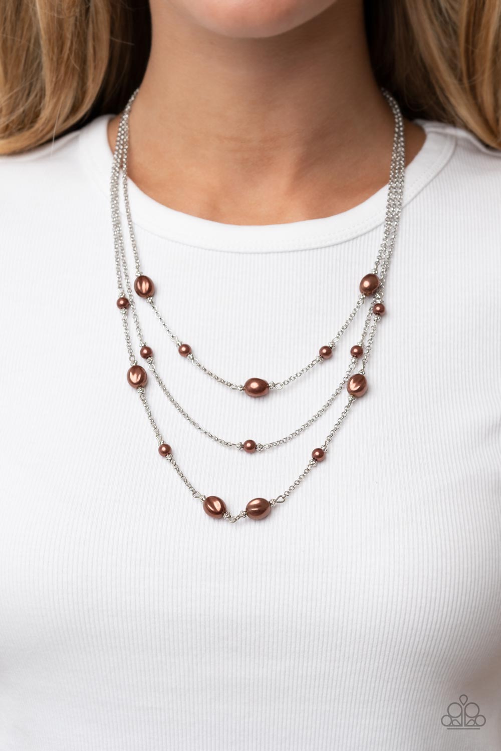 Pearlicious Pop - Brown Necklace Earring Set