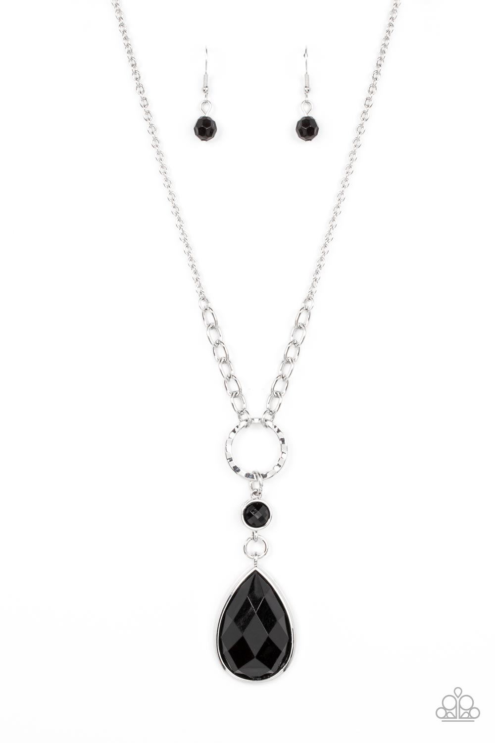 Valley Girl Glamour - Black Necklace Earring Set