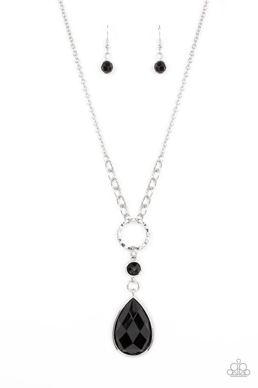 Valley Girl Glamour - Black Necklace Earring Set