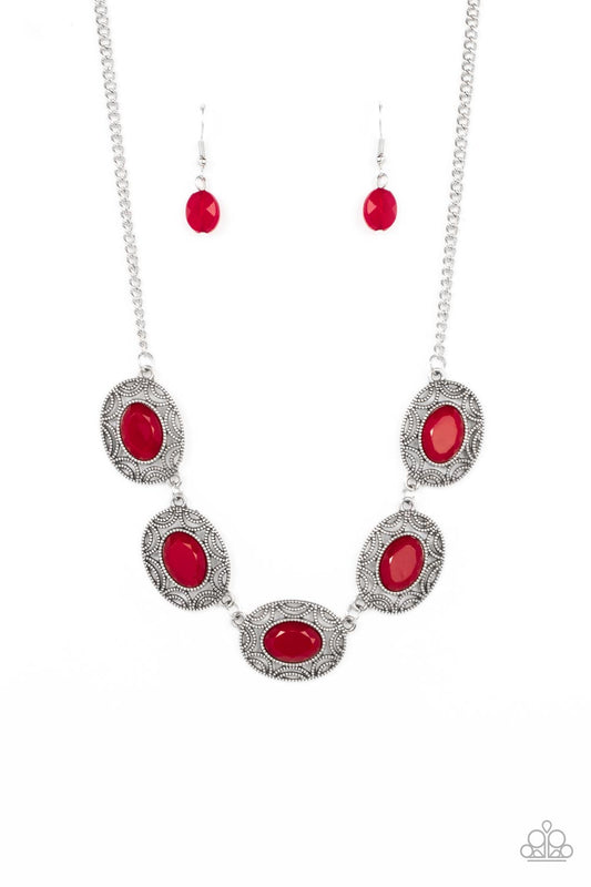 Sunshiny Shimmer - Red Necklace Earring Set